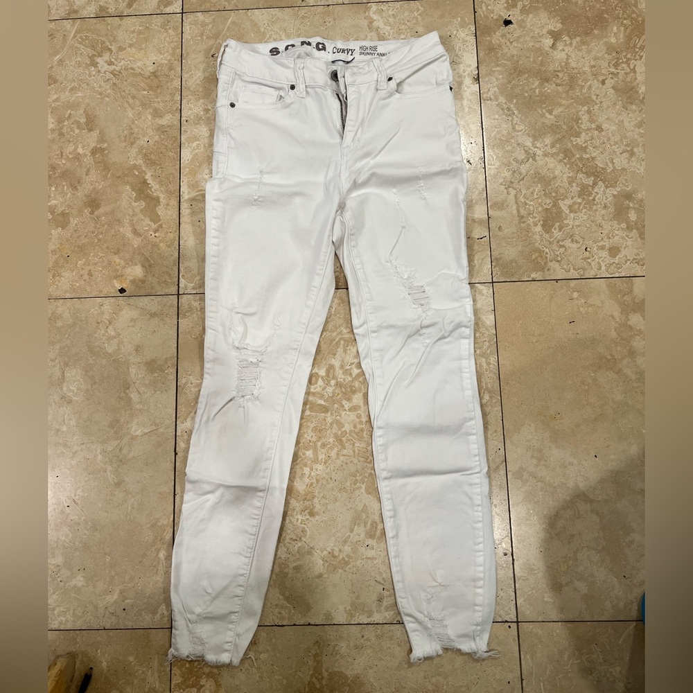 White Distressed Skinny Jeans